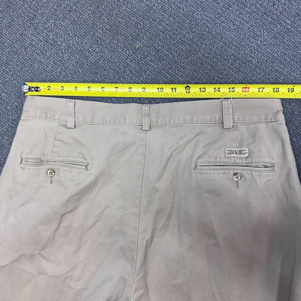 Polo Ralph Lauren Andrew Pant Mens 38x32 Beige Pleated Chino Cotton Trousers